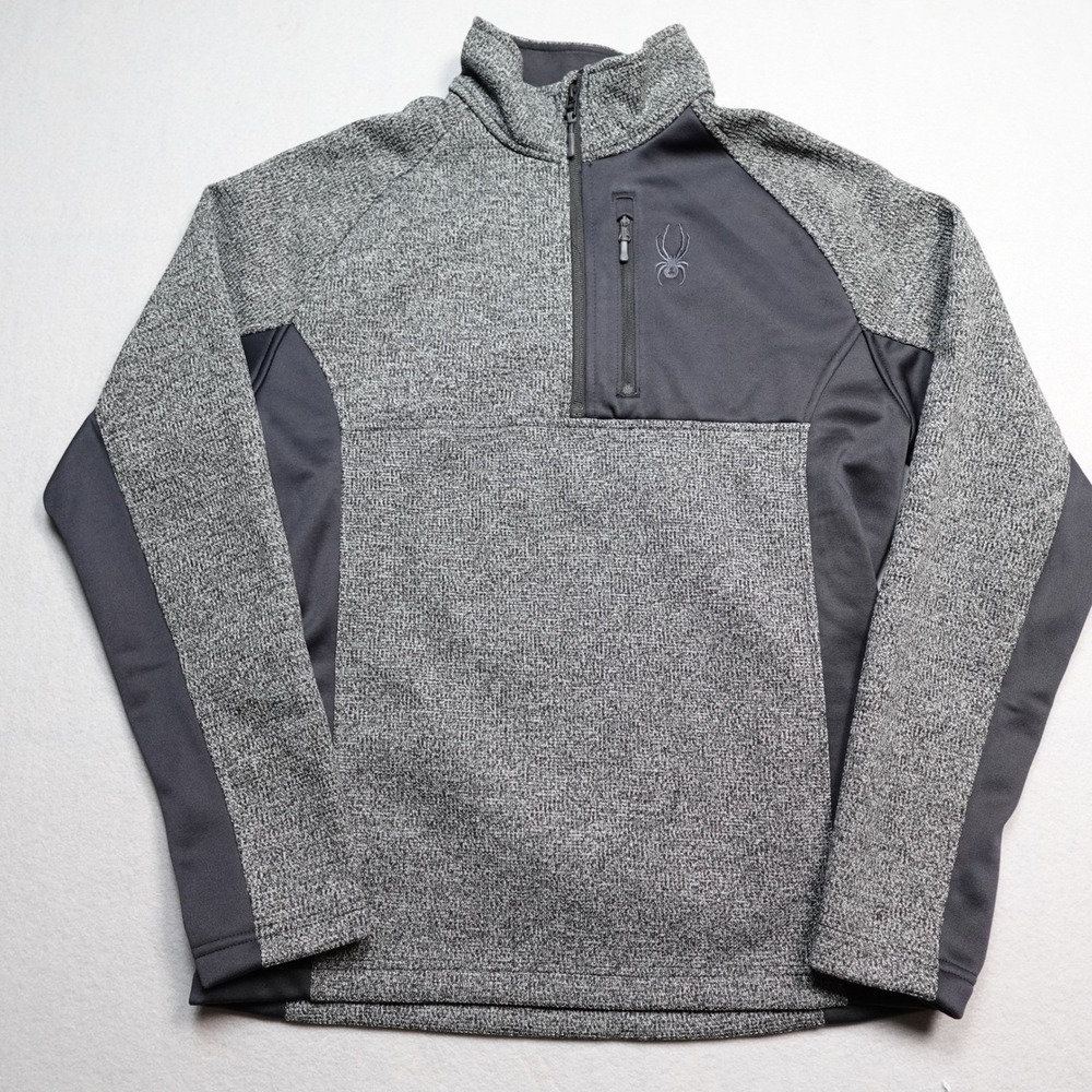 Spyder Quarter Zip Pullover Mens Medium Grey Performance Activewear Layering